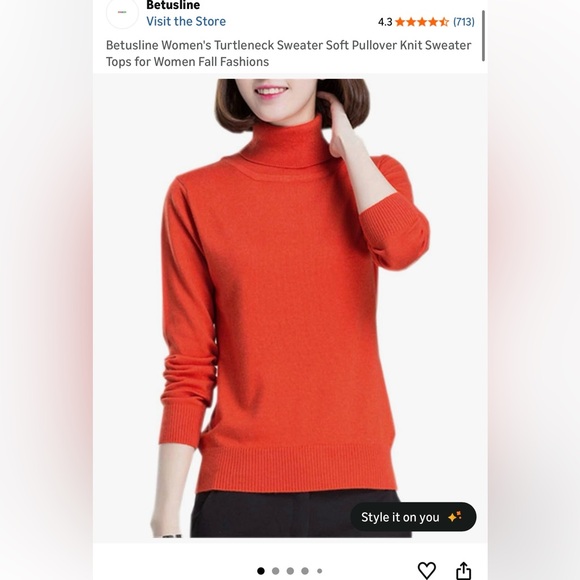 Sweaters - Women's Orange Turtleneck Sweater